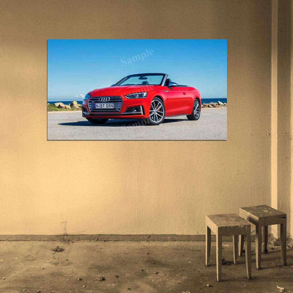 S5 Cabriolet Red High Res HD HQ Car Posters Home Decor Aesthetic Garage Man Cave For Men Boys Wall Art Poster