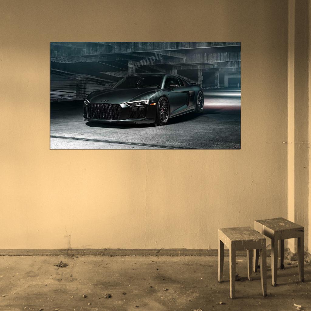 R8 V10 Black High Res HD HQ Car Posters Home Decor Aesthetic Garage Man Cave For Men Boys Wall Art Poster