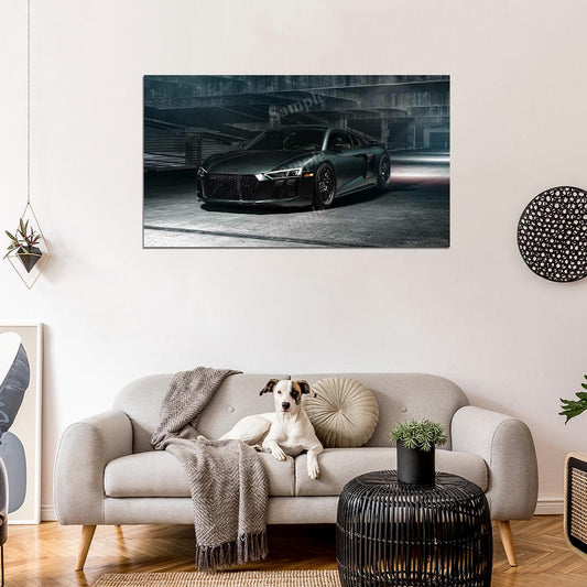 R8 V10 Black High Res HD HQ Car Posters Home Decor Aesthetic Garage Man Cave For Men Boys Wall Art Poster