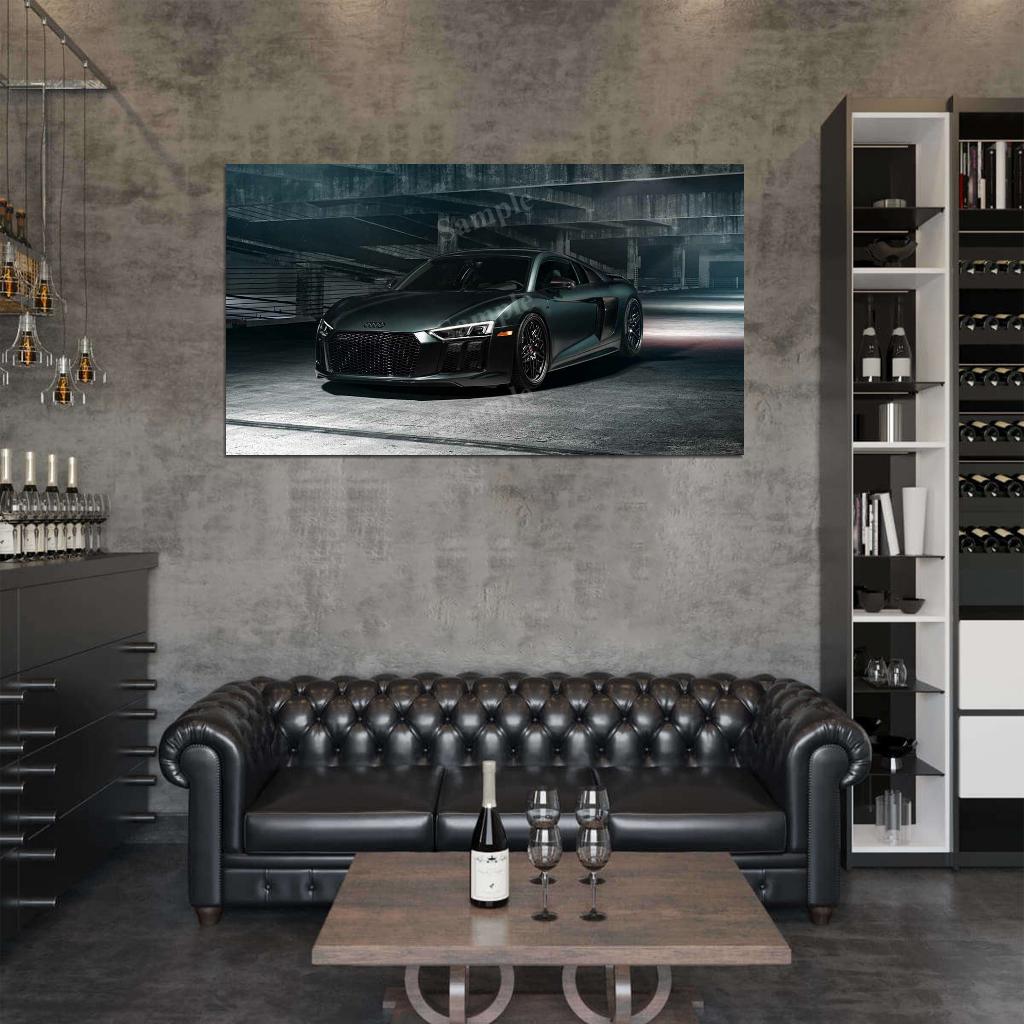 R8 V10 Black High Res HD HQ Car Posters Home Decor Aesthetic Garage Man Cave For Men Boys Wall Art Poster
