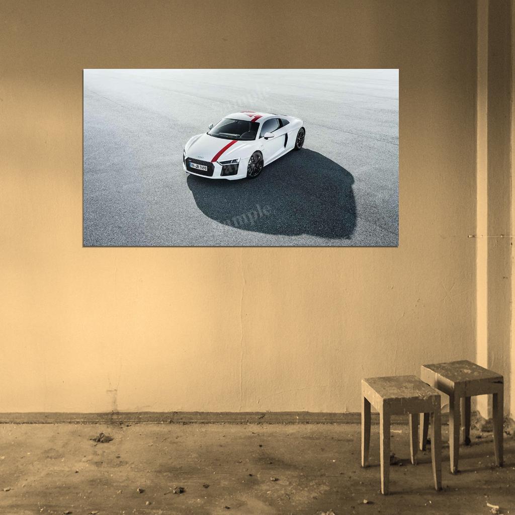 R8 V10 Rws White High Res HD HQ Car Posters Home Decor Aesthetic Garage Man Cave For Men Boys Wall Art Poster