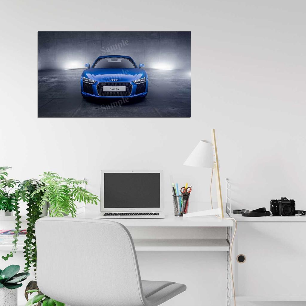 R8 Blue High Res HD HQ Car Posters Home Decor Aesthetic Garage Man Cave For Men Boys Wall Art Poster