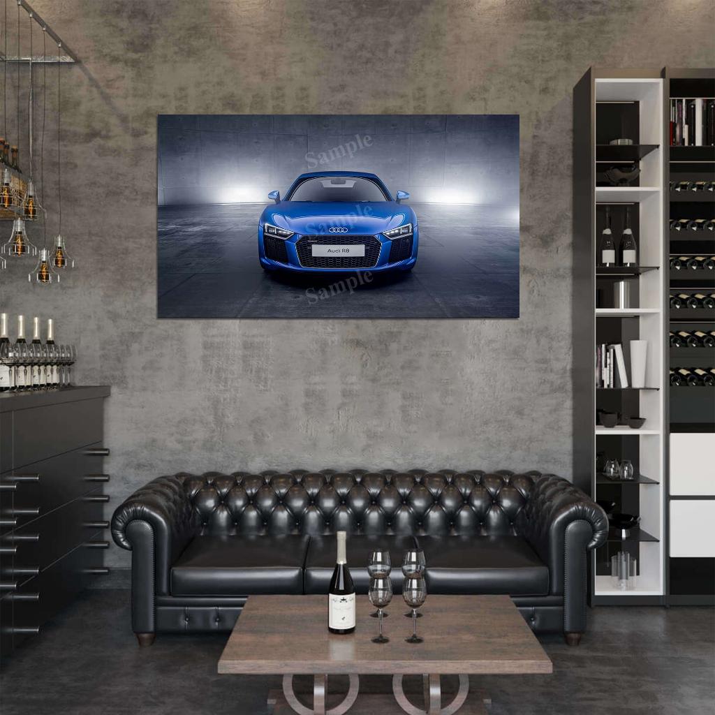 R8 Blue High Res HD HQ Car Posters Home Decor Aesthetic Garage Man Cave For Men Boys Wall Art Poster