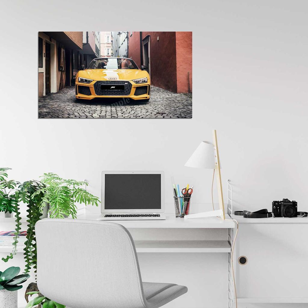 Abt R8 Spyder Yellow High Res HD HQ Car Posters Home Decor Aesthetic Garage Man Cave For Men Boys Wall Art Poster