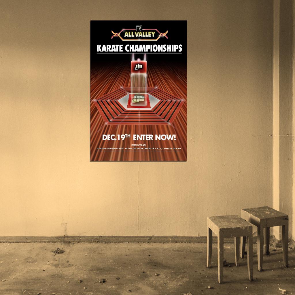 Karate Kid Tournament All Valley From 1984 Film Retro Movie Vintage Wall Poster