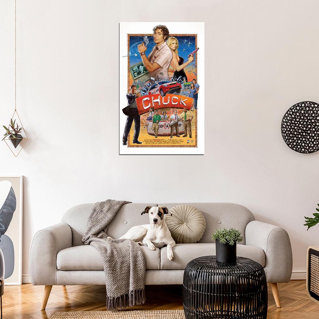 Chuck 2007-2012 Television Series Zachary Levi Film Retro Movie Vintage Wall Poster