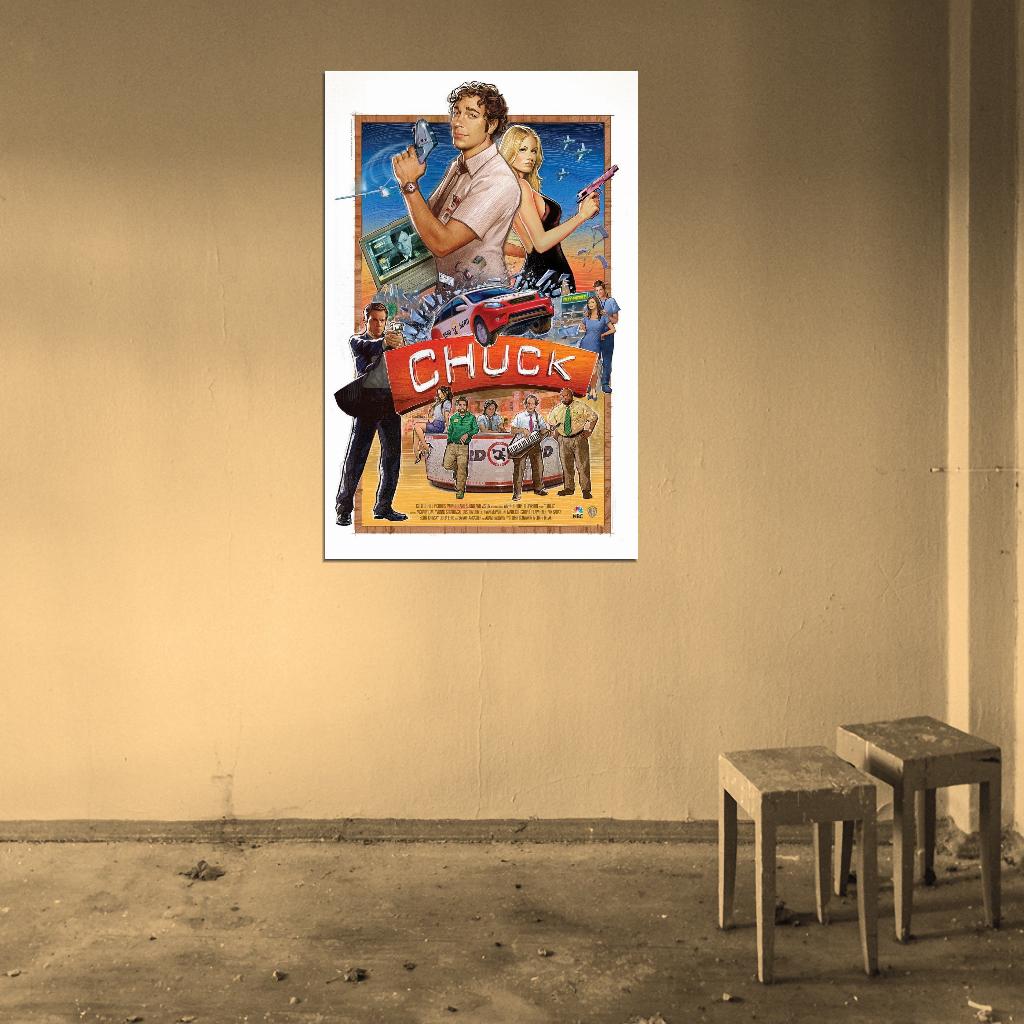 Chuck 2007-2012 Television Series Zachary Levi Film Retro Movie Vintage Wall Poster