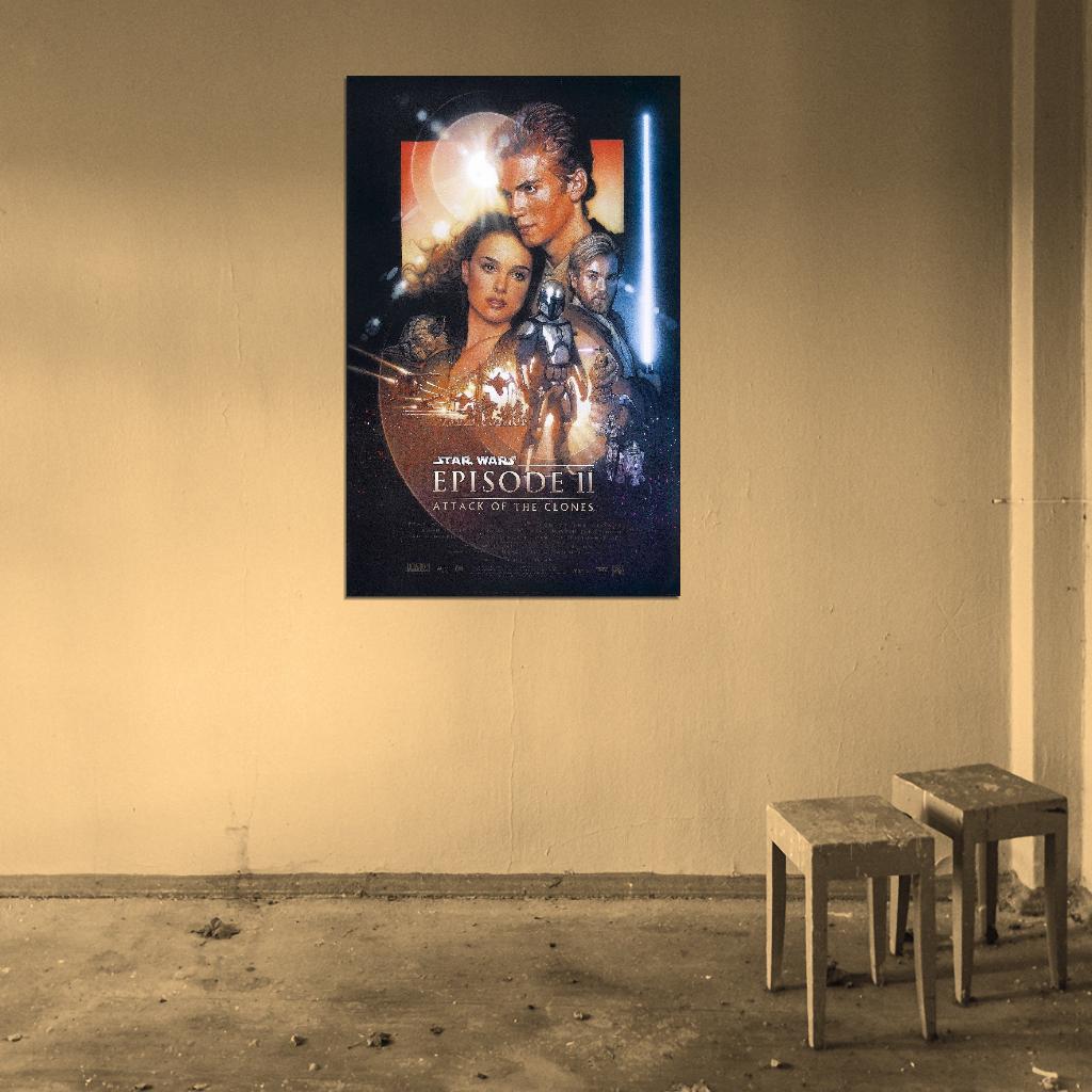 STAR WARS ATTACK OF THE CLONES Episode II Film Retro Movie Vintage Wall Poster