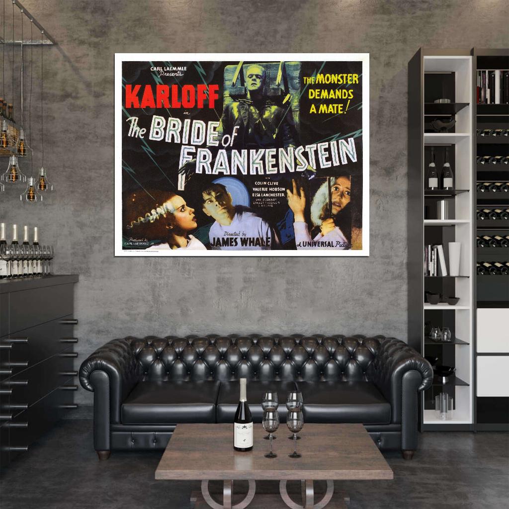 BRIDE OF FRANKENSTEIN Boris Karloff Universal Film Retro Movie Vintage Wall Poster