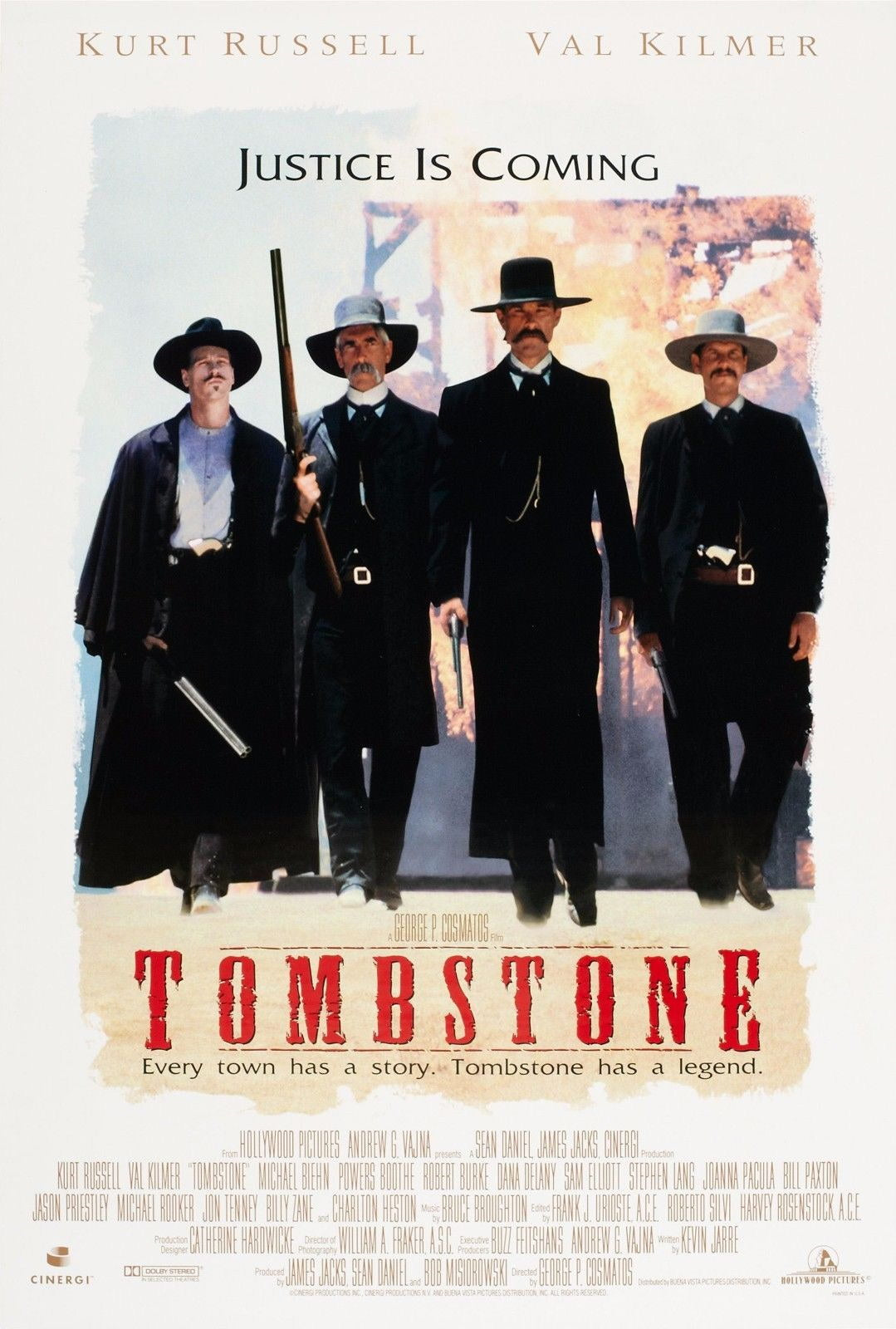 Tombstone Western Val Kilmer Kurt Russell Film Retro Movie Vintage Wall Poster