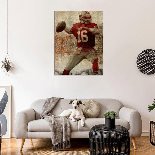 Joe Montana Painting Art Football Sport Wall Art Print Poster