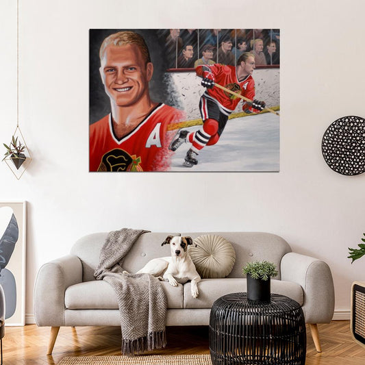 Bobby Hull Painting Art Classic Retro Hockey Sport Wall Art Print Poster
