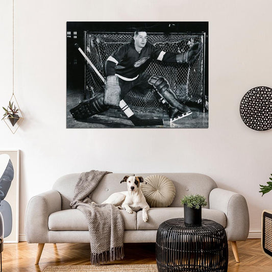 Glenn Hall Goaltender Classic Retro BW Hockey Sport Wall Art Print Poster