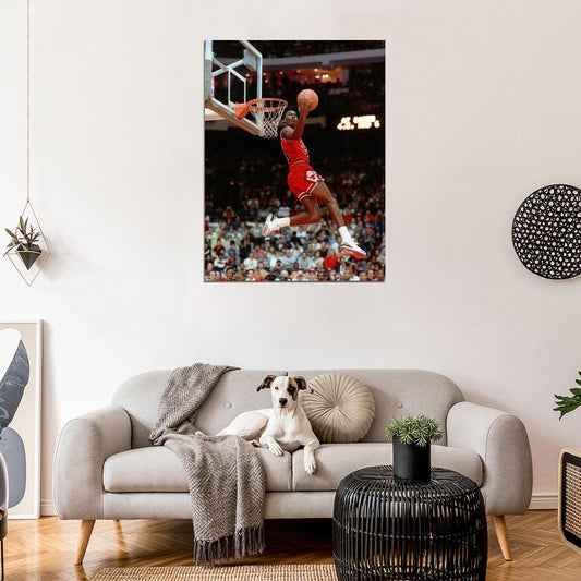Michael Jordan Slam Dunk Contest Retro Basketball Sport Wall Art Print Poster