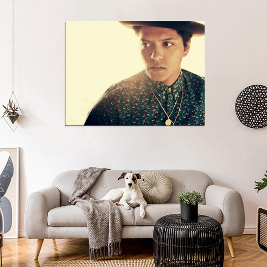 Bruno Mars Portrait Pop R&B Blues Music Singer Rare Wall Art Print Poster