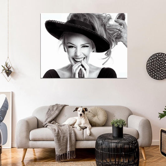 Kylie Minogue Smile Cute Portrait Pop Music Singer BW Rare Wall Art Print Poster