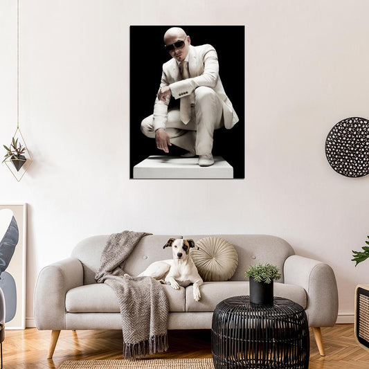 Pitbull White Suit Sunglass Hip Hop Pop Singer Music Rare Wall Art Print Poster