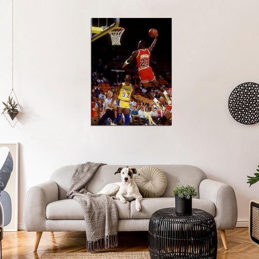 Michael Jordan Dunk Magic Johnson Retro Basketball Sport Wall Art Print Poster