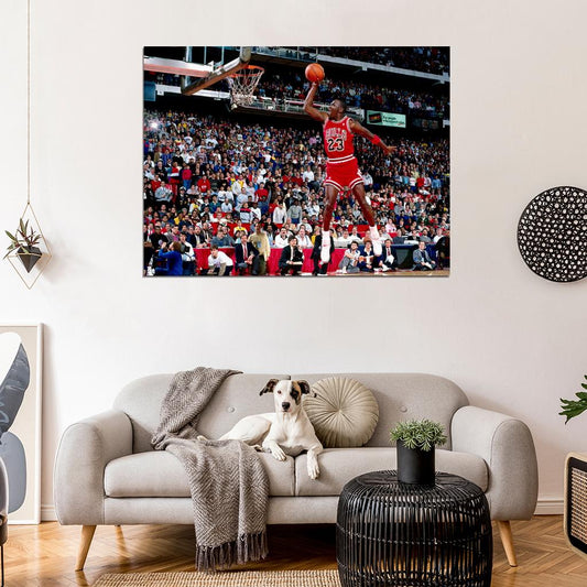 Michael Jordan Slam Dunk Contest Retro Basketball Sport Wall Art Print Poster