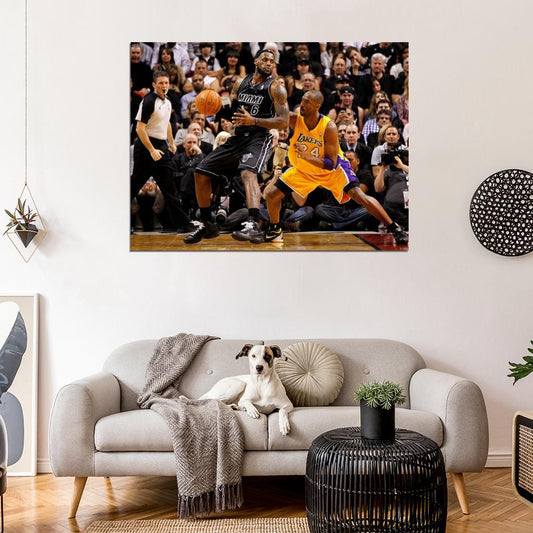 LeBron James Post Up Black Jersey Basketball Sport Wall Art Print Poster