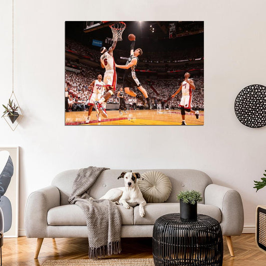 LeBron James Block Tiago Splitter Basketball Sport Wall Art Print Poster