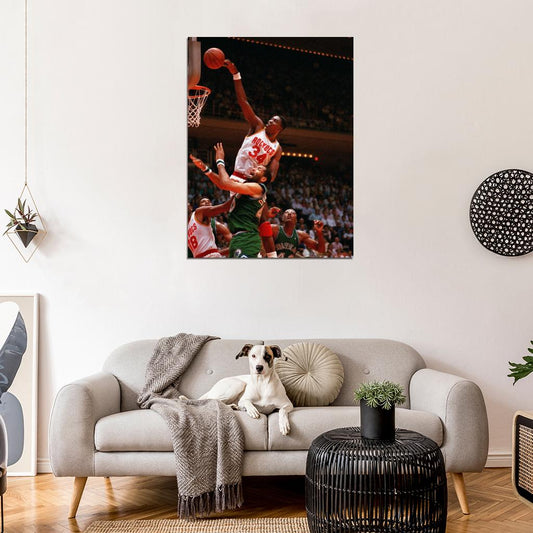 Hakeem Olajuwon Dunk The Dream Retro Vintage Basketball Sport Wall Art Print Poster