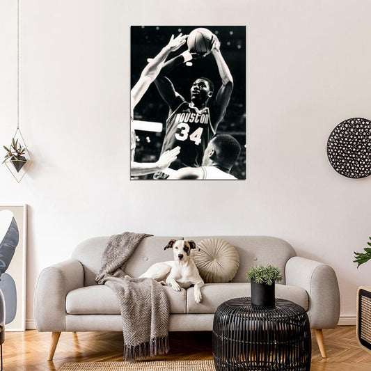 Hakeem Olajuwon Retro Vintage Basketball Sport Wall Art Print Poster