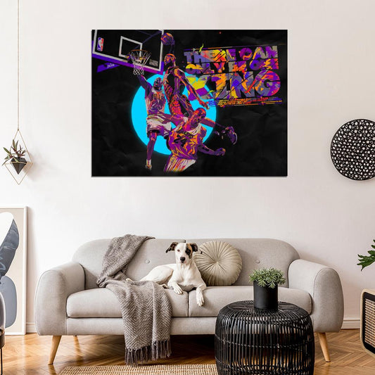 Lebron James King Posterize Dunk Art Basketball Sport Wall Art Print Poster