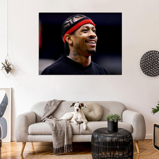 Allen Iverson Portrait Smile Basketball Sport Wall Art Print Poster