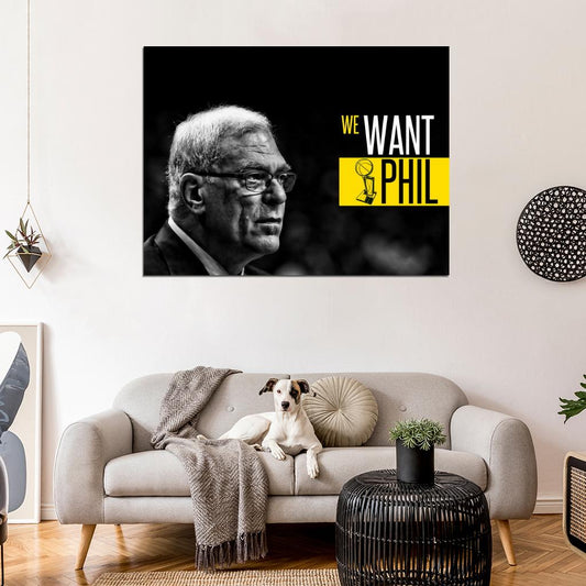 Phil Jackson Coach BW Basketball Sport Wall Art Print Poster