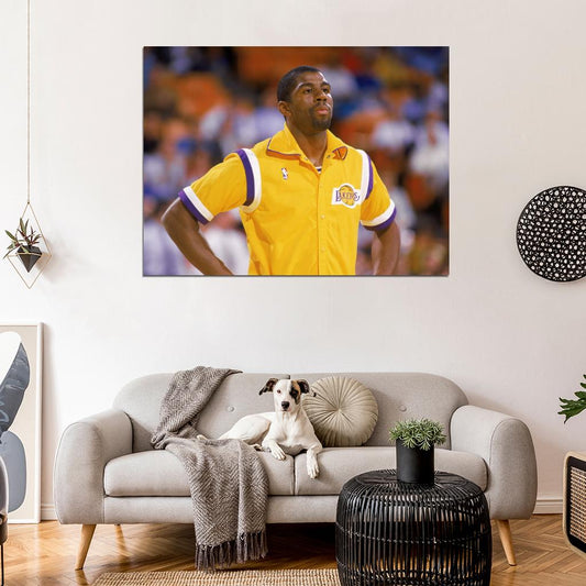 Magic Johnson Los Angeles Retro Vintage Basketball Sport Wall Art Print Poster