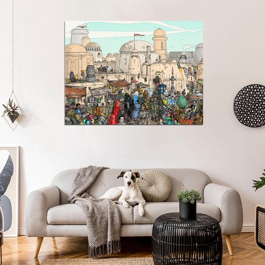 All Characters Part1 Mos Eisley Tatooine Amazing Star Wars Art Wall Art Print Poster