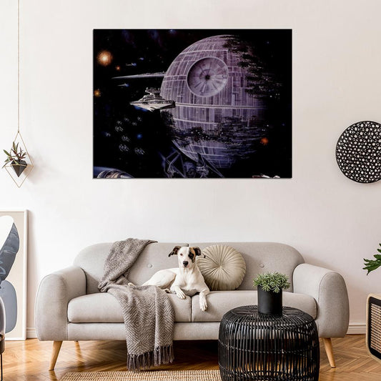 Imperial Death Star Destroyer TIE/IN Interceptor Space Battle Star Wars Art Wall Art Print Poster