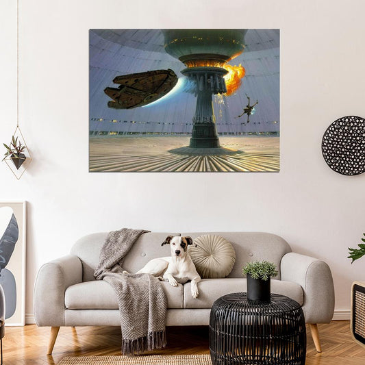 Millennium Falcon X-wing Starfighter Battle Star Wars Art Wall Art Print Poster