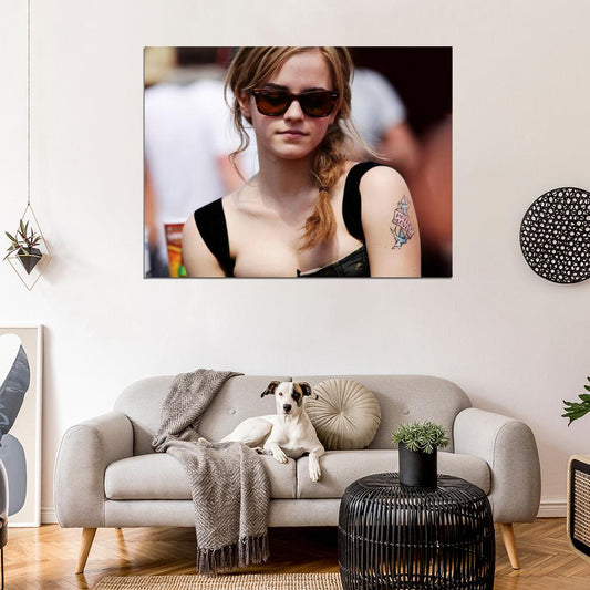 Emma Watson Cute Tattoo Hot Actress Wall Art Print Poster