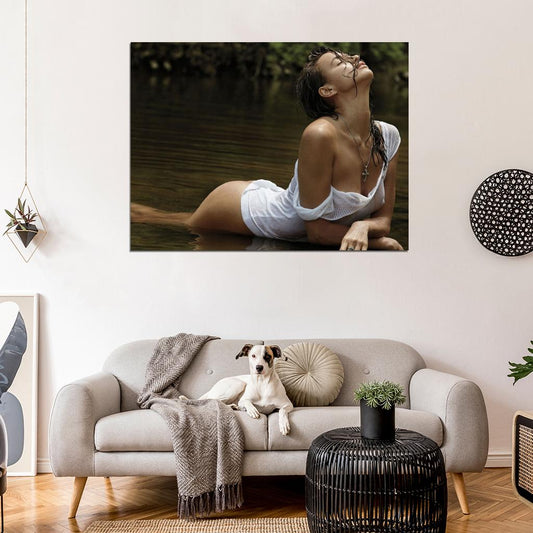 Irina Shayk Sexy Wet Hot Water Model Wall Art Print Poster