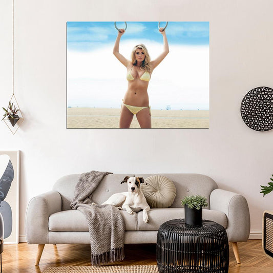 Kate Upton Sexy Bikini Hot Body Beach Sky Model Wall Art Print Poster