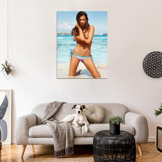 Sara Sampaio Sexy Topless Hot Ocean Beach Model Wall Art Print Poster