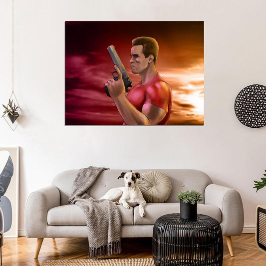 Arnold Schwarzenegger Gun Movie Actor Art Wall Art Print Poster