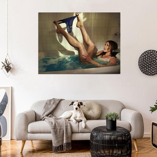 Carly Craig Hot Actress Model Sexy Panties Wet Bath Wall Art Print Poster