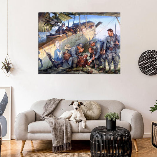 Pilot Aircraft World War 1 WW1 Military Painting Art Wall Art Print Poster