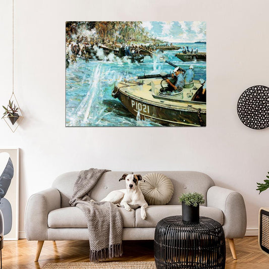 Battle of Okinawa 1945 Soldiers World War 2 WW2 Painting Art Wall Art Print Poster