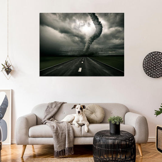 Storm Tornado Road Wind Awesome Rendering Art Wall Art Print Poster