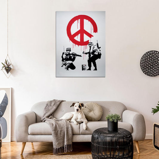 Banksy Peace Sign Soldiers Pacifism Graffiti Street Art Wall Art Print Poster