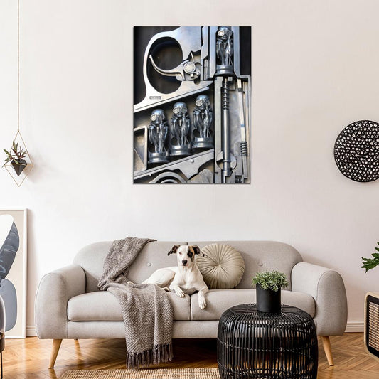 HR H.R. Giger Pistol Gun Bullets Aliens Art Wall Art Print Poster