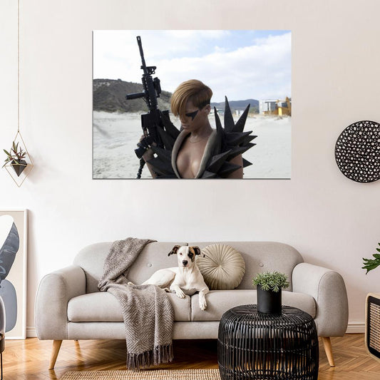 Rihanna Hot Singer Sexy Cleavage Boobs Weapon Music Wall Art Print Poster