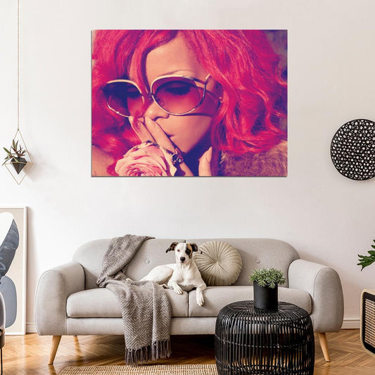 Rihanna Beautiful Portrait Pink Hair Music Amazing Wall Art Print Poster