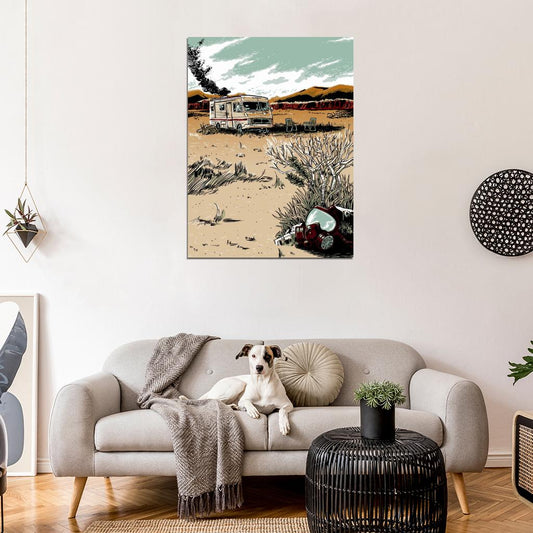 Breaking Bad TV Series Painting Art Gas Mask Desert Wall Art Print Poster