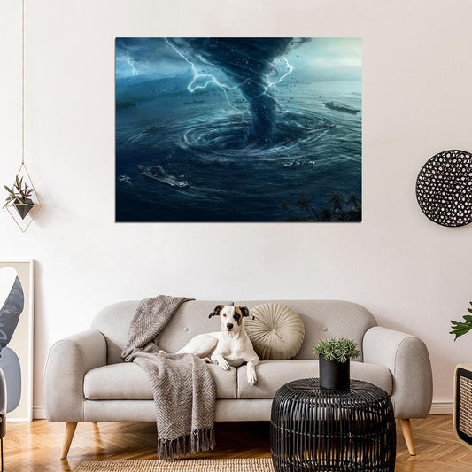 Tornado Sea Storm Lightning Twister Cyclone Awesome Wall Art Print Poster