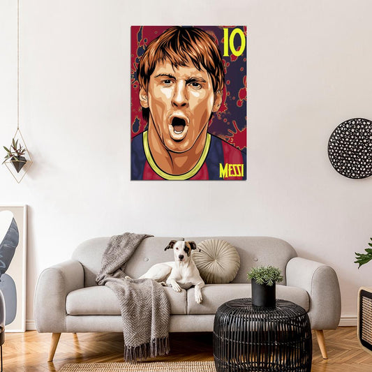Leo Messi Lionel Painting Awesome Art Argentina Football Soccer Sport Wall Art Print Poster